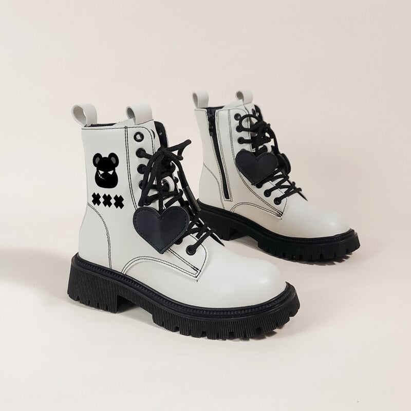 Angry Bear Platform Boots with Heartstring Laces