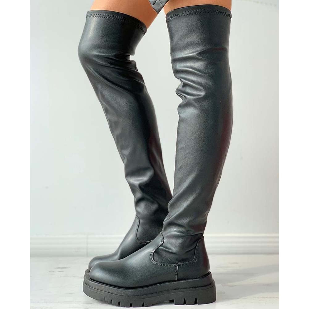 Knee High Platform Faux Leather Boots