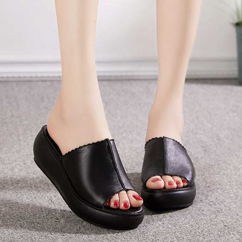 Chunky Slip On Platform Wedges