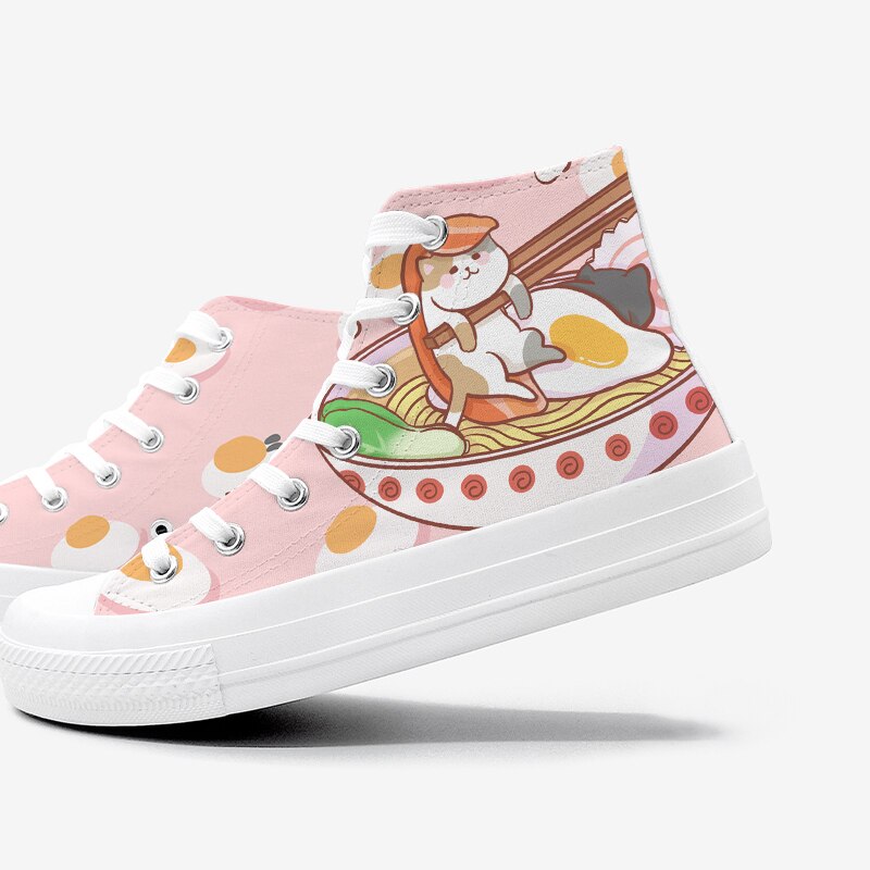 Ramen Cat Canvas High Top Sneakers