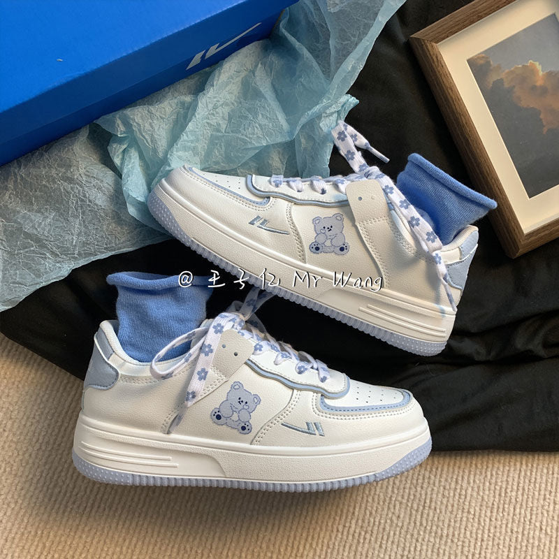 Kawaii Bear Flower Lace Tennis Shoes