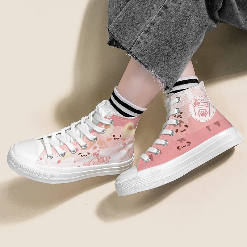 Cat Treats High Top Canvas Sneakers