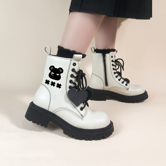 Angry Bear Platform Boots with Heartstring Laces