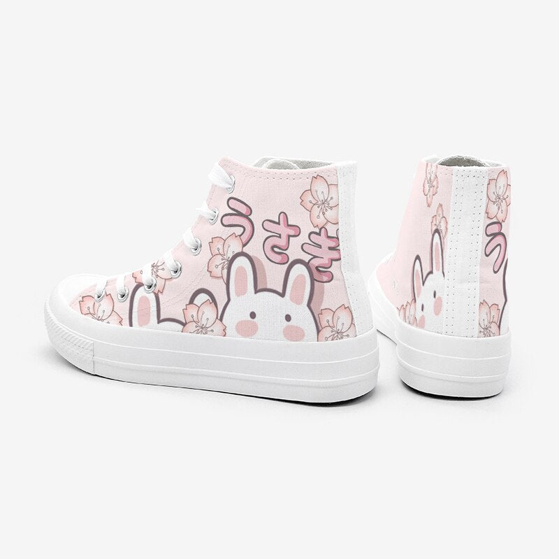 Sakura Bunny Canvas High Top Sneakers