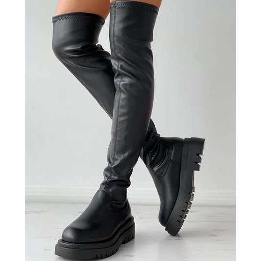 Knee High Platform Faux Leather Boots