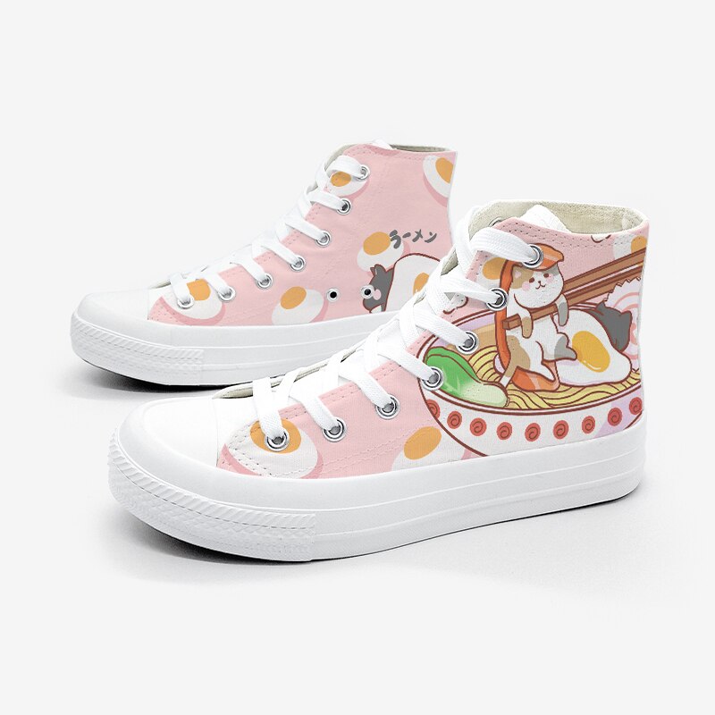 Ramen Cat Canvas High Top Sneakers