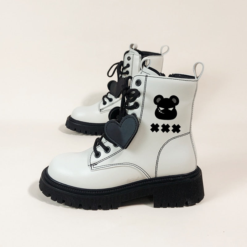 Angry Bear Platform Boots with Heartstring Laces