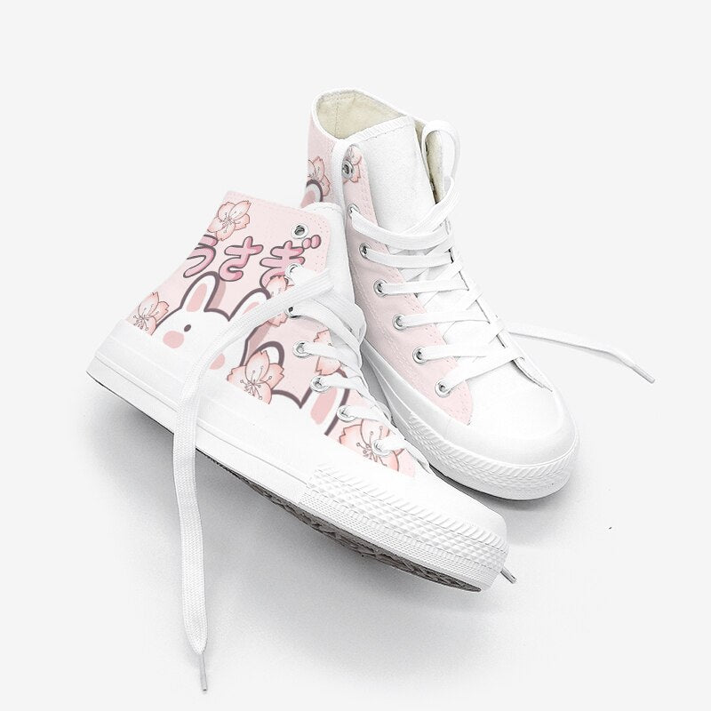 Sakura Bunny Canvas High Top Sneakers