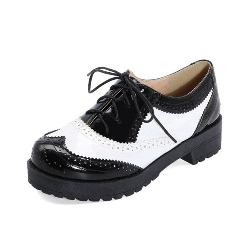 Two Tone Brogue Platform Oxfords