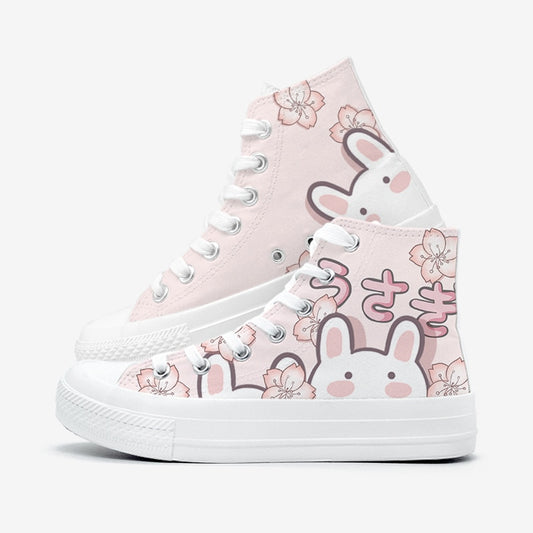 Sakura Bunny Canvas High Top Sneakers