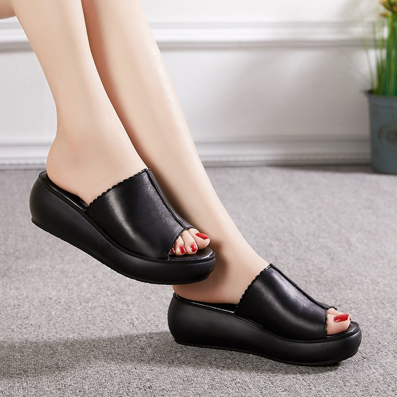 Chunky Slip On Platform Wedges