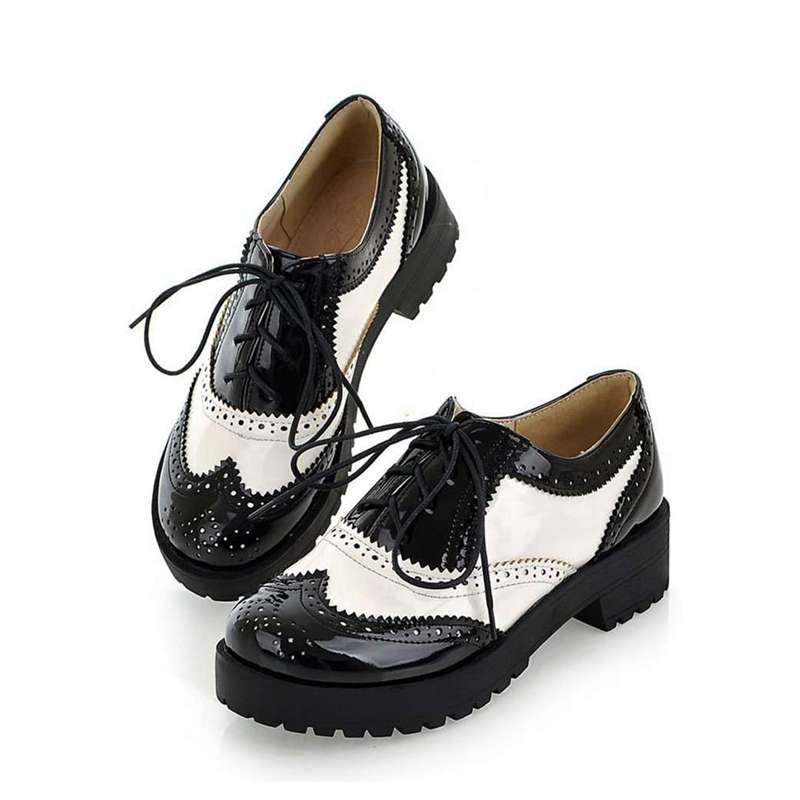 Two Tone Brogue Platform Oxfords