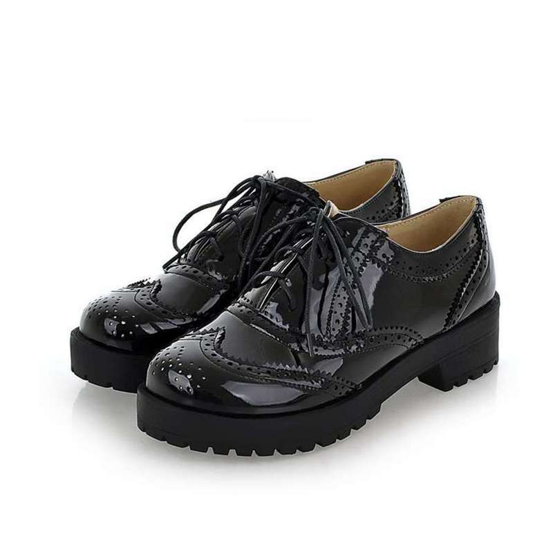 Two Tone Brogue Platform Oxfords