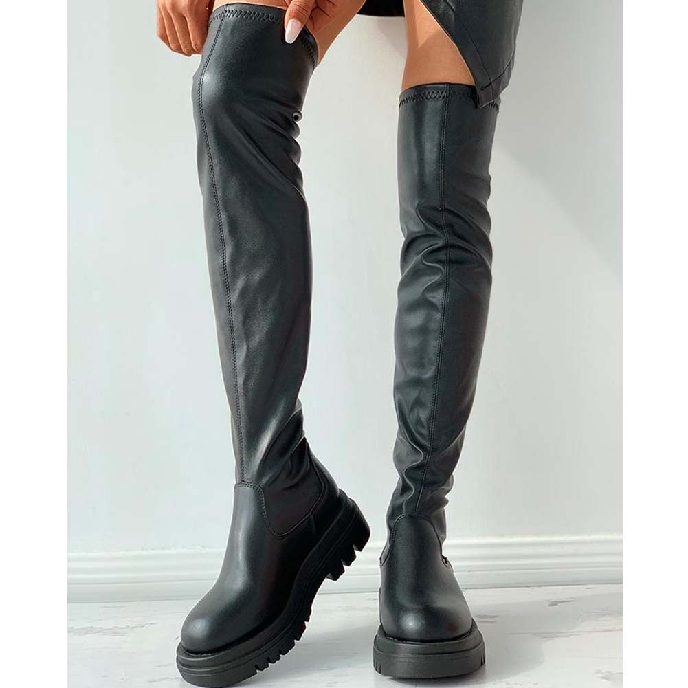 Knee High Platform Faux Leather Boots