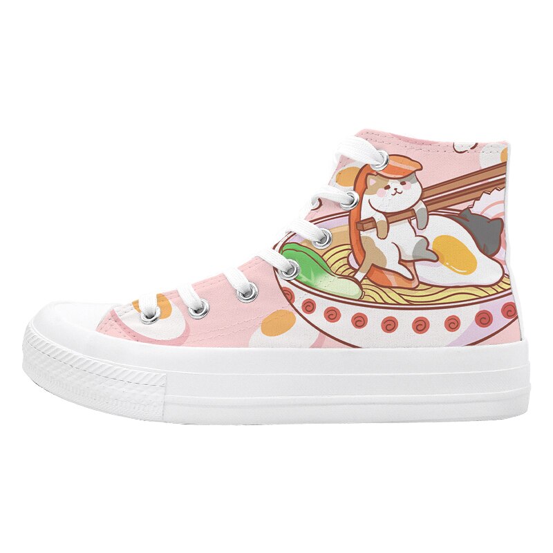 Ramen Cat Canvas High Top Sneakers