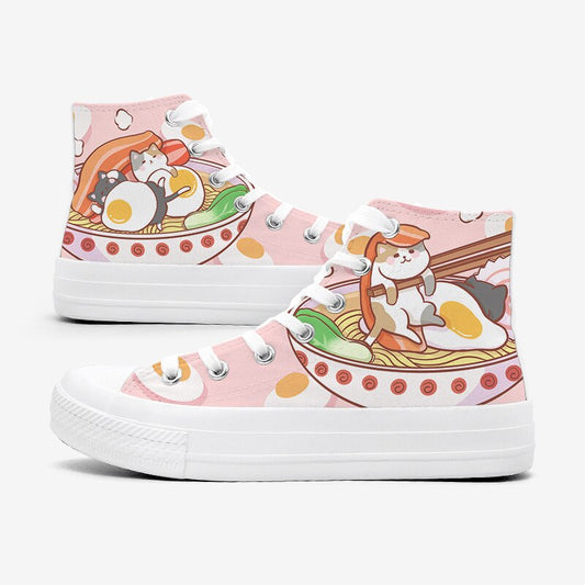 Ramen Cat Canvas High Top Sneakers