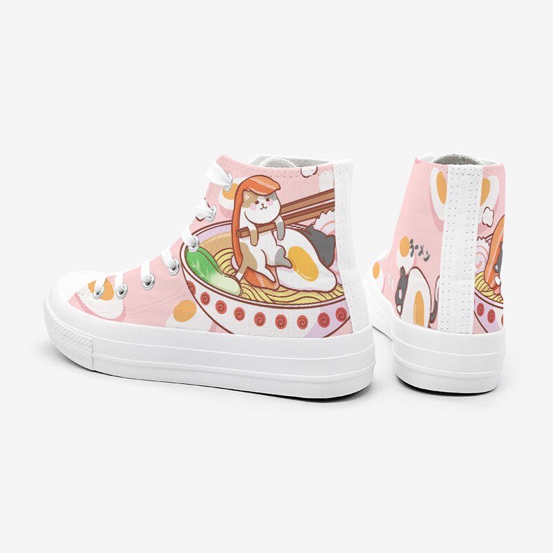 Ramen Cat Canvas High Top Sneakers