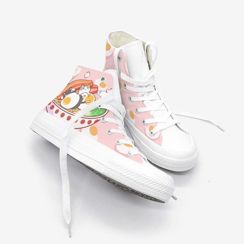 Ramen Cat Canvas High Top Sneakers