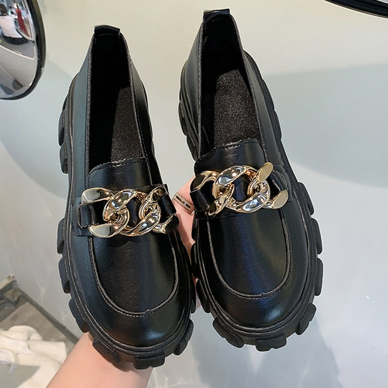 Oxfords Casual Chain Platform Loafers