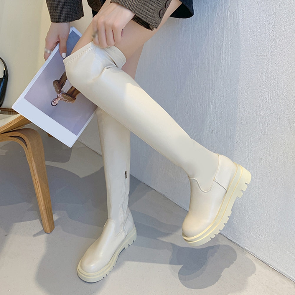 Knee High Platform Faux Leather Boots