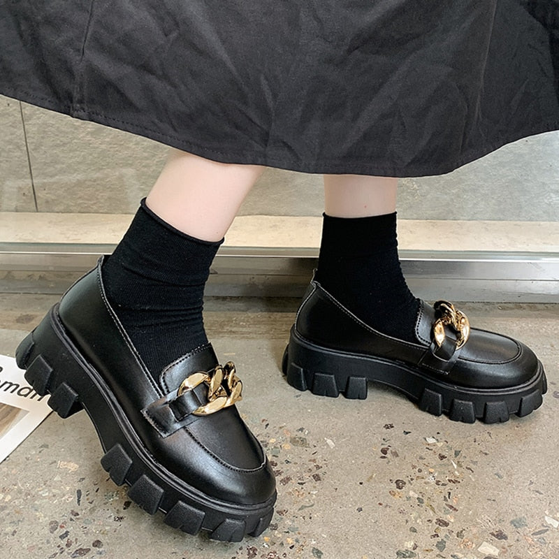 Oxfords Casual Chain Platform Loafers