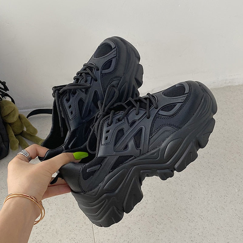 Chunky Mesh Detail Platform Sneakers