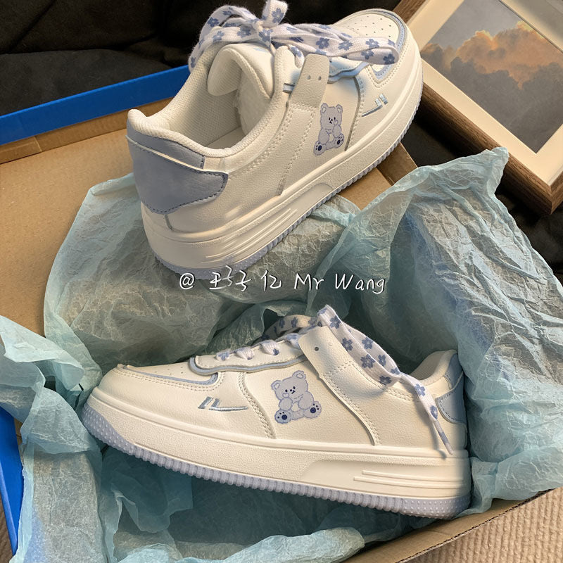 Kawaii Bear Flower Lace Tennis Shoes