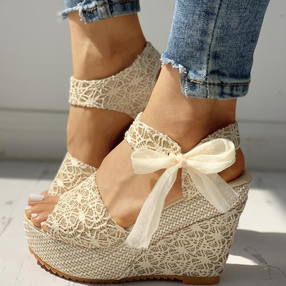 Woven Hemp Platform Sandal Wedges