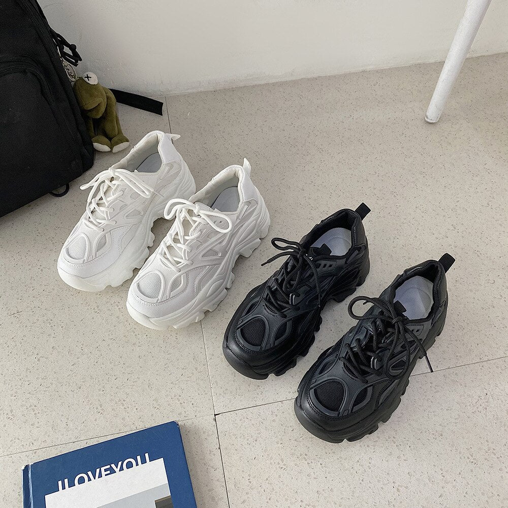 Chunky Mesh Detail Platform Sneakers