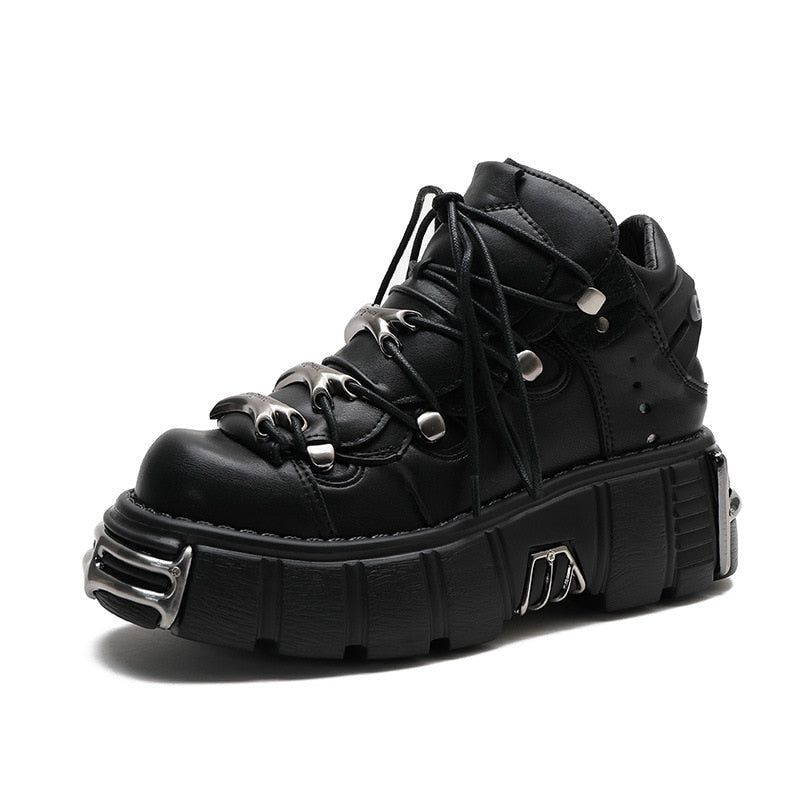 Chunky Low Rise Metal Detail Combat Boots