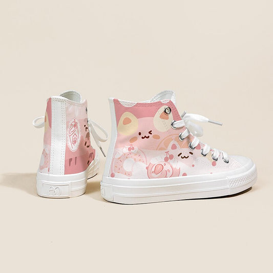 Cat Treats High Top Canvas Sneakers