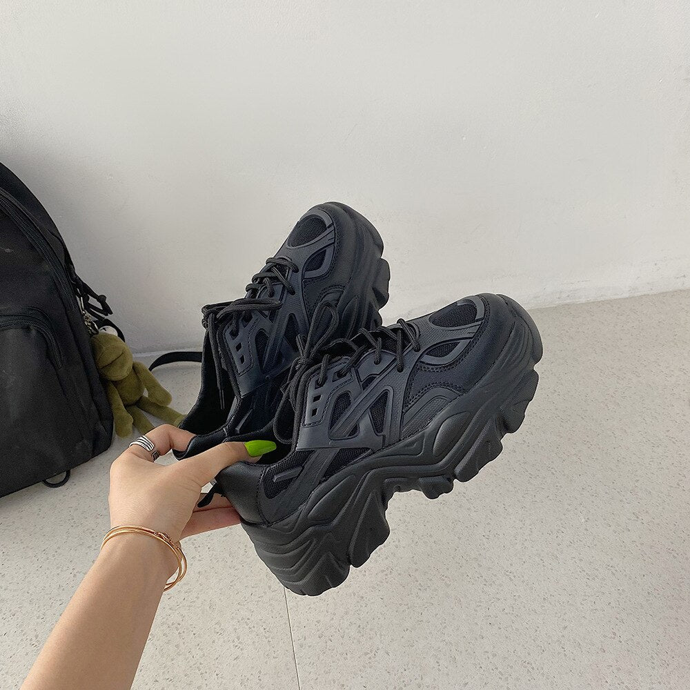 Chunky Mesh Detail Platform Sneakers