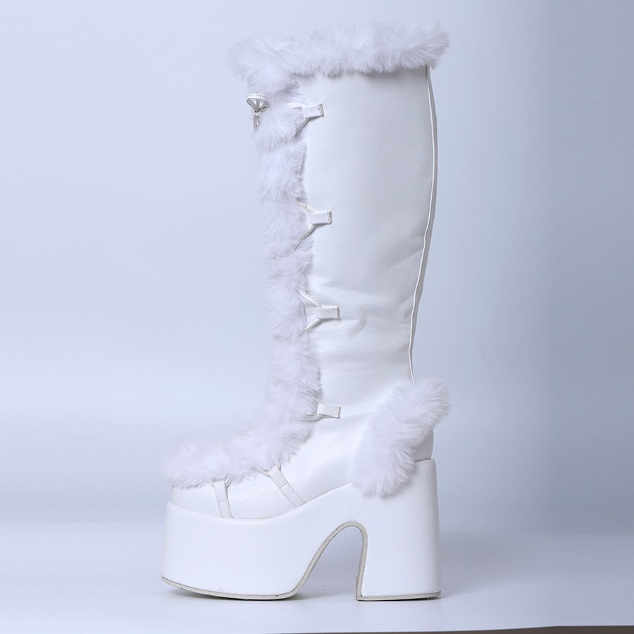 Lace Up Fur Yeti Platform Boots