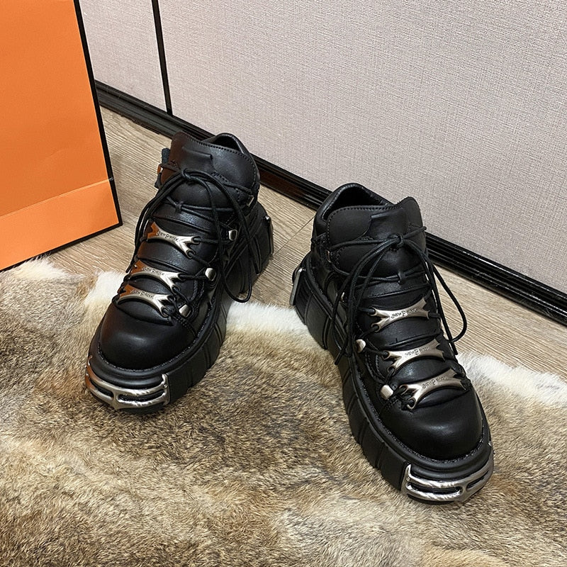 Chunky Low Rise Metal Detail Combat Boots