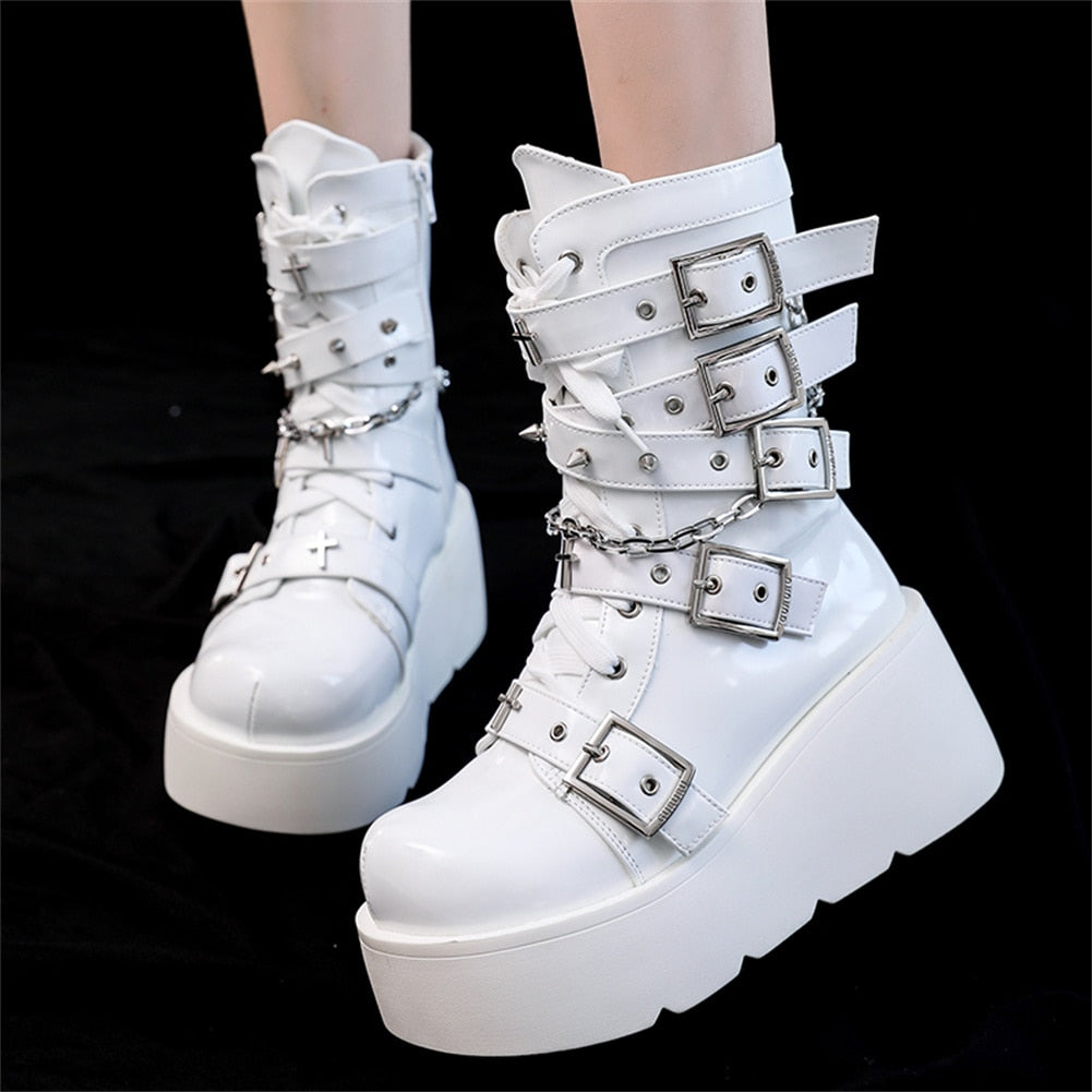 Goth Platform Motorcycle Boots Galore