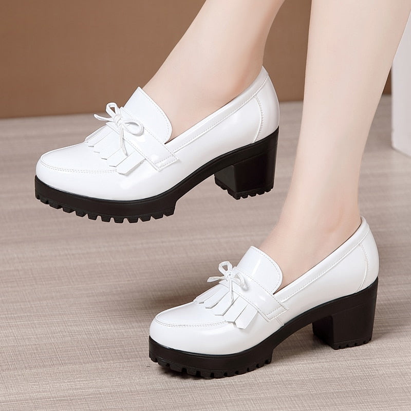 Tassle Detail Platform Heel Oxfords