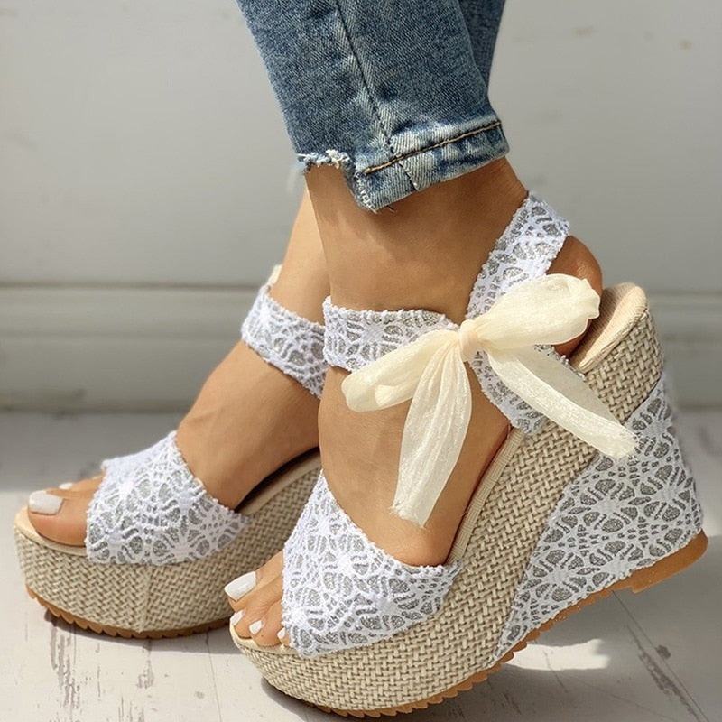 Woven Hemp Platform Sandal Wedges