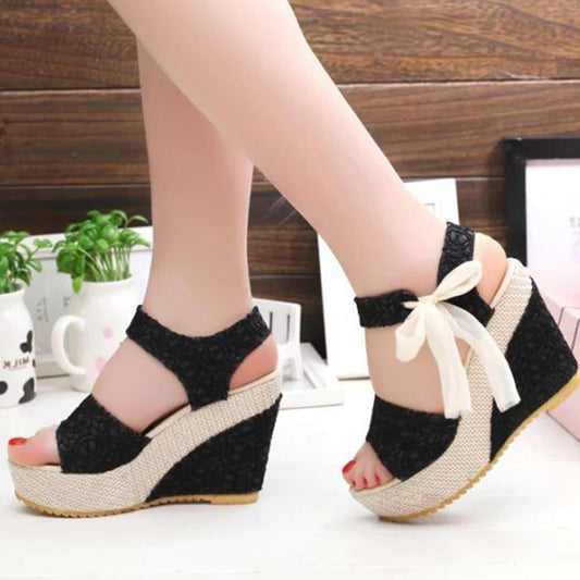 Woven Hemp Platform Sandal Wedges