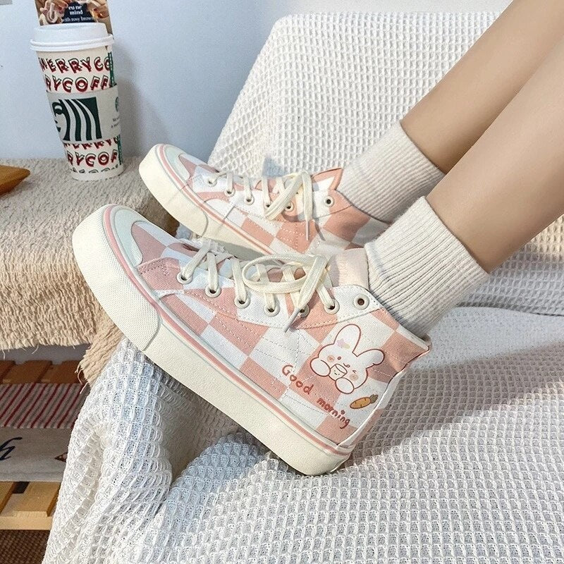 Good Morning Bunny High Top Sneakers