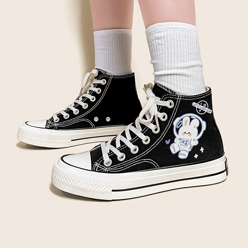 Space Bunny Canvas High Top Sneakers
