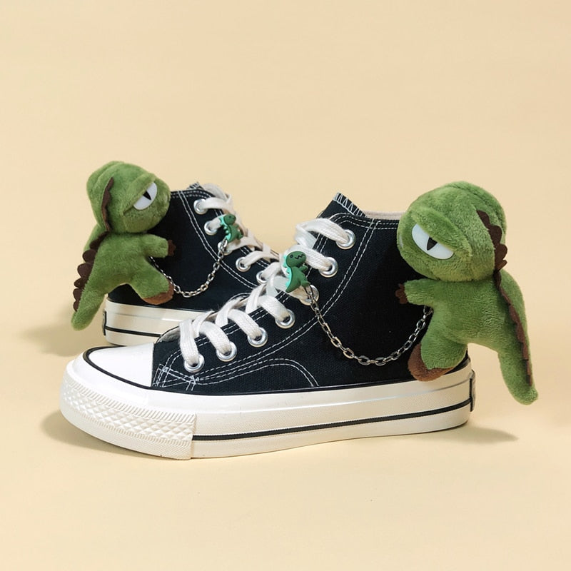 Dino Friend High Top Canvas Sneakers