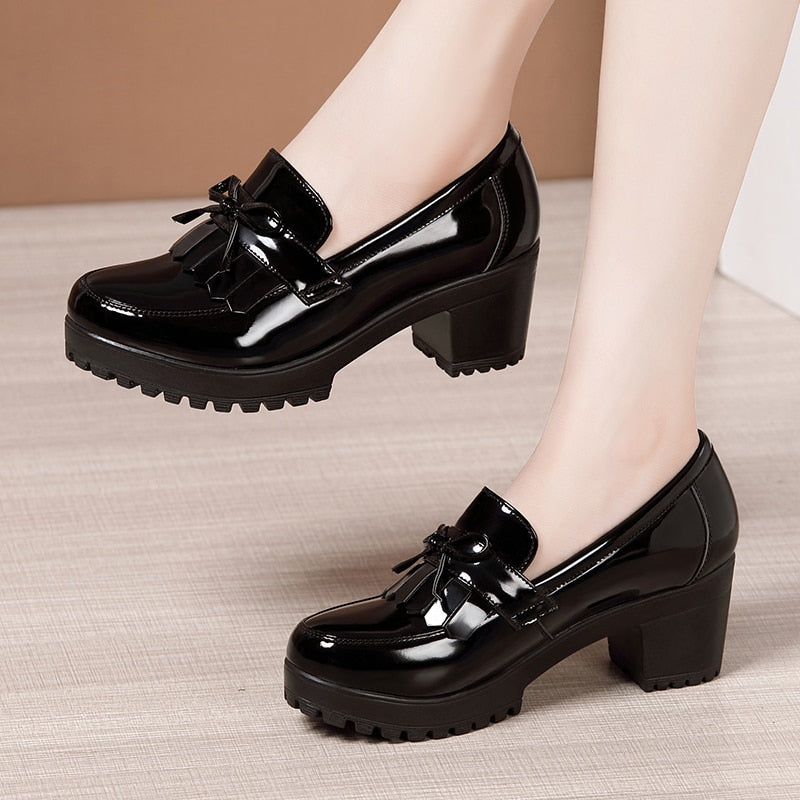 Tassle Detail Platform Heel Oxfords