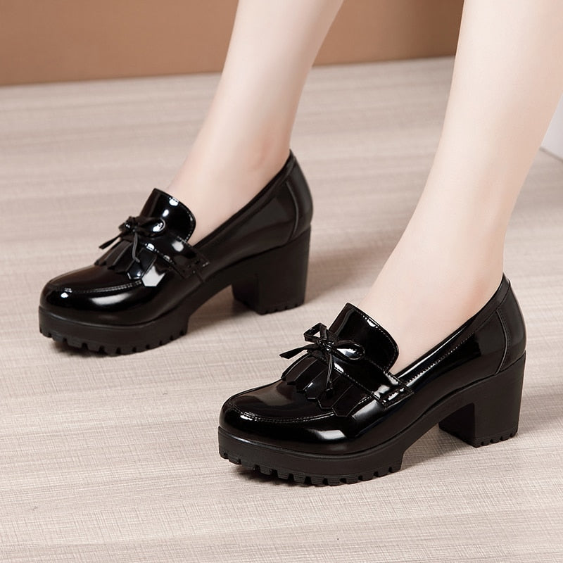 Tassle Detail Platform Heel Oxfords
