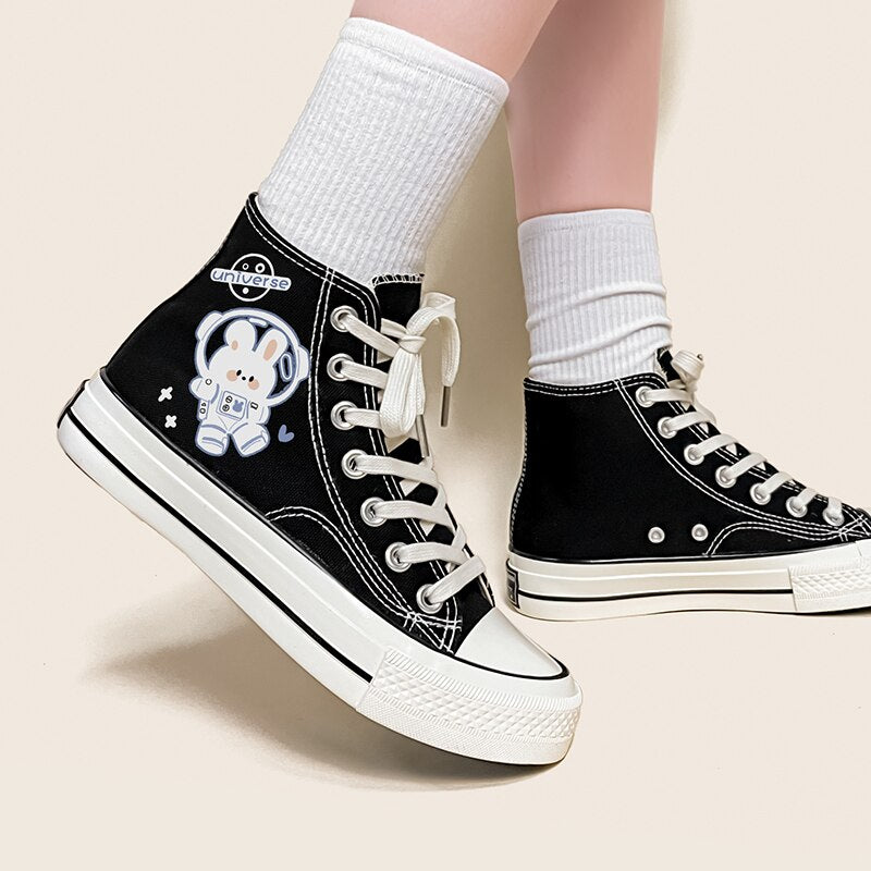 Space Bunny Canvas High Top Sneakers