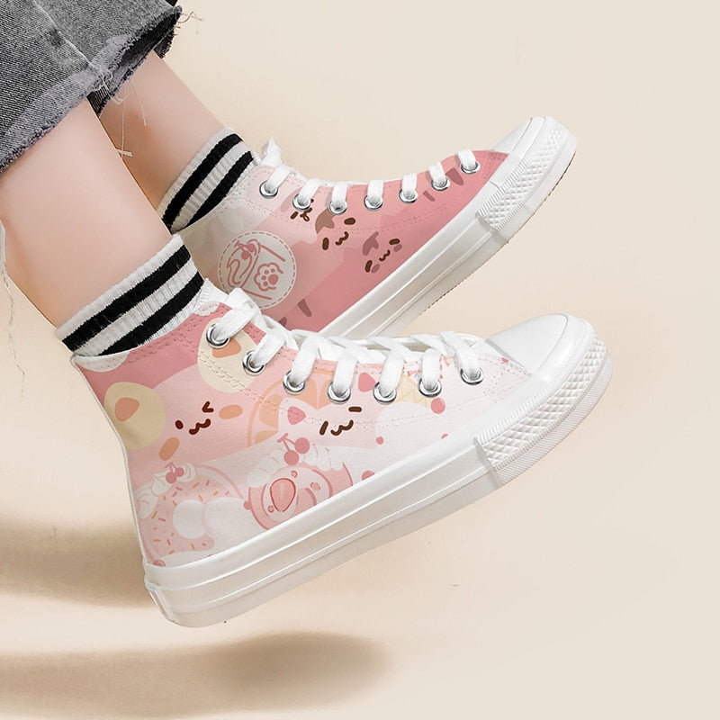 Cat Treats High Top Canvas Sneakers