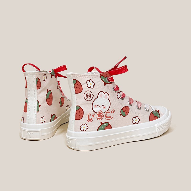 Strawberry Bunny Canvas High Top Sneakers
