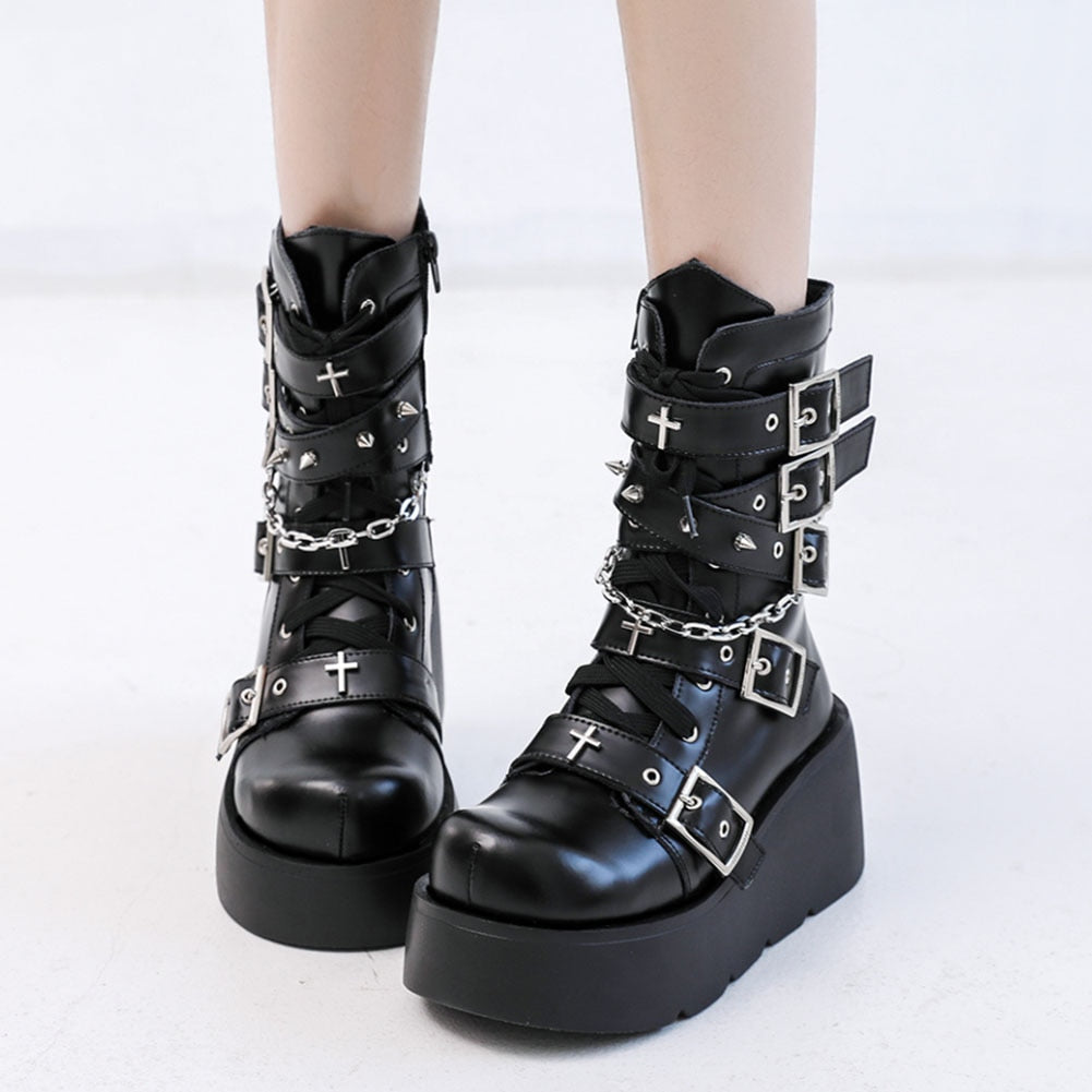 Goth Platform Motorcycle Boots Galore