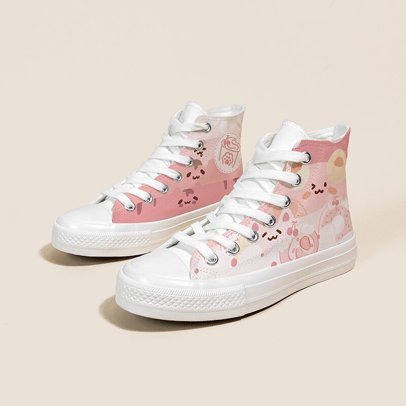Cat Treats High Top Canvas Sneakers
