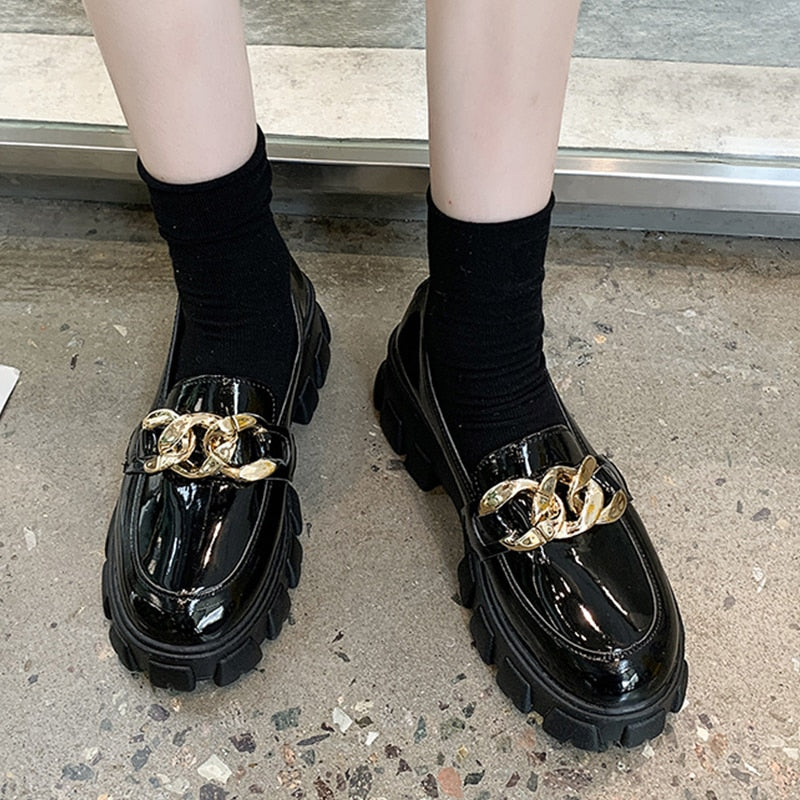 Oxfords Casual Chain Platform Loafers